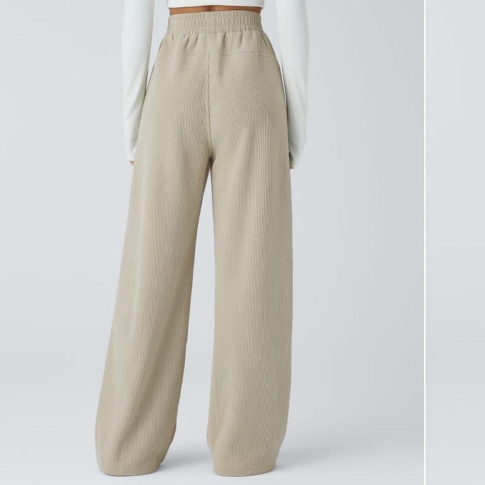 Halara High Waisted Side Pocket Straight Leg Mop Corduroy Casual Pants - Picture 2 of 8